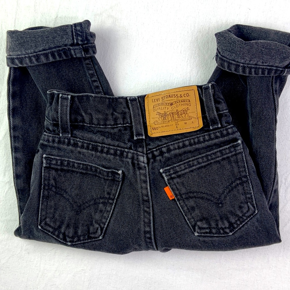 Vintage Kids Levi’s Orange Tab 550 Relaxed Fit Black Denim Jeans Size 4
